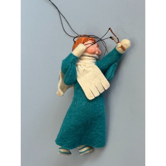 Vintage Simpich Doll Angel Ornament "Pete" 6" Felt Wings Slingshot Naughty Angel - Picture 5 of 9
